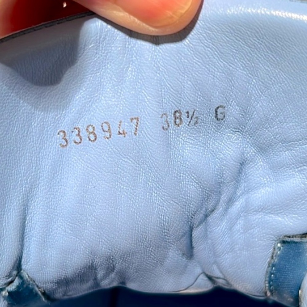 GUCCI 👟 RARE CODA BLUE SATIN LEATHER RHINESTONE CRYSTAL HIGH-TOP SNEAKERS 8.5 - Picture 12 of 15